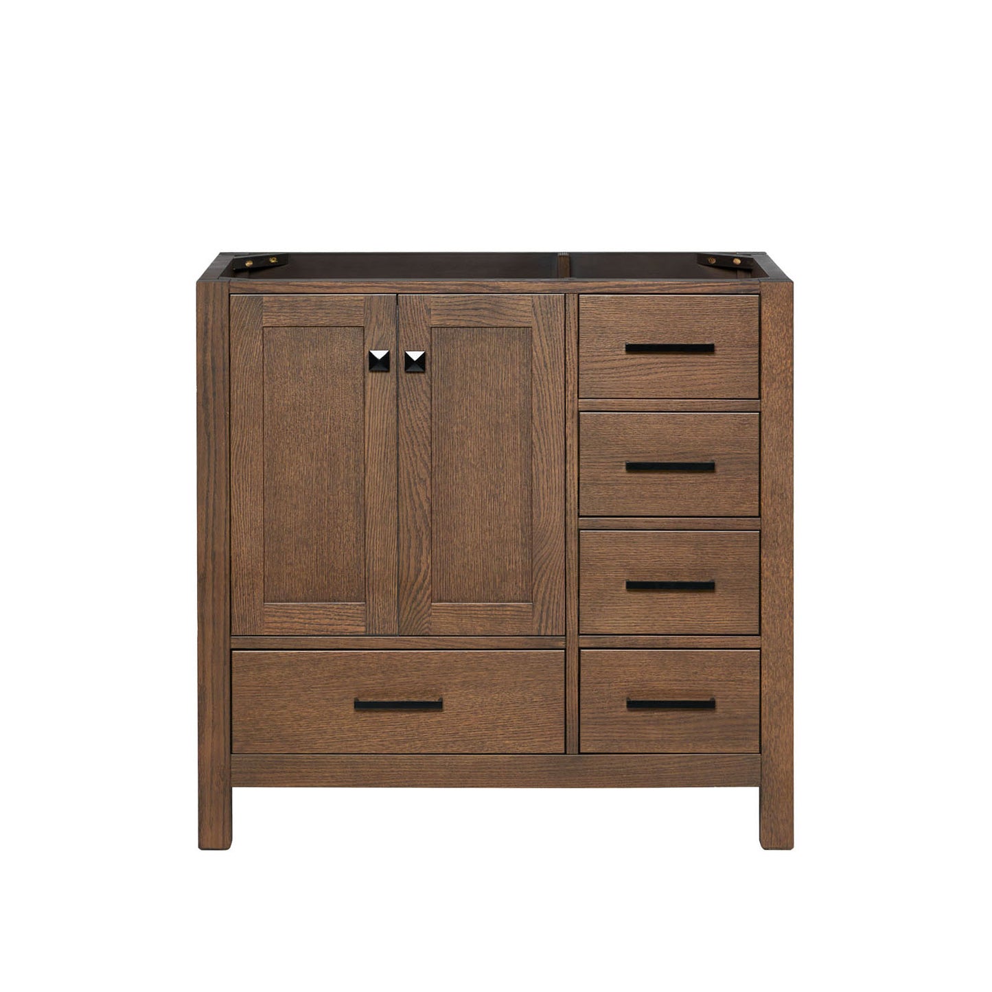 Beckford 36-inch Brown Oak base cabinet on white back ground front view main image