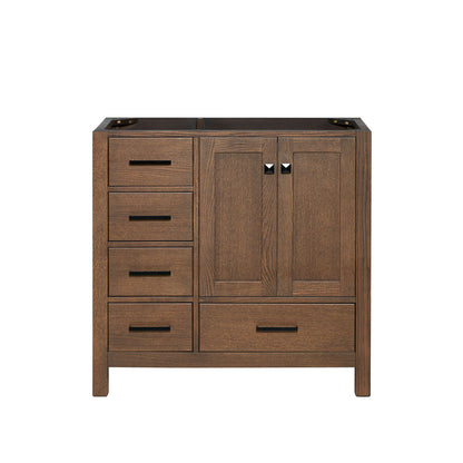Beckford 36-inch Brown Oak base cabinet on white back ground front view main image