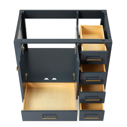 Beckford 36-inch Midnight Blue base cabinet on white back ground front view open door