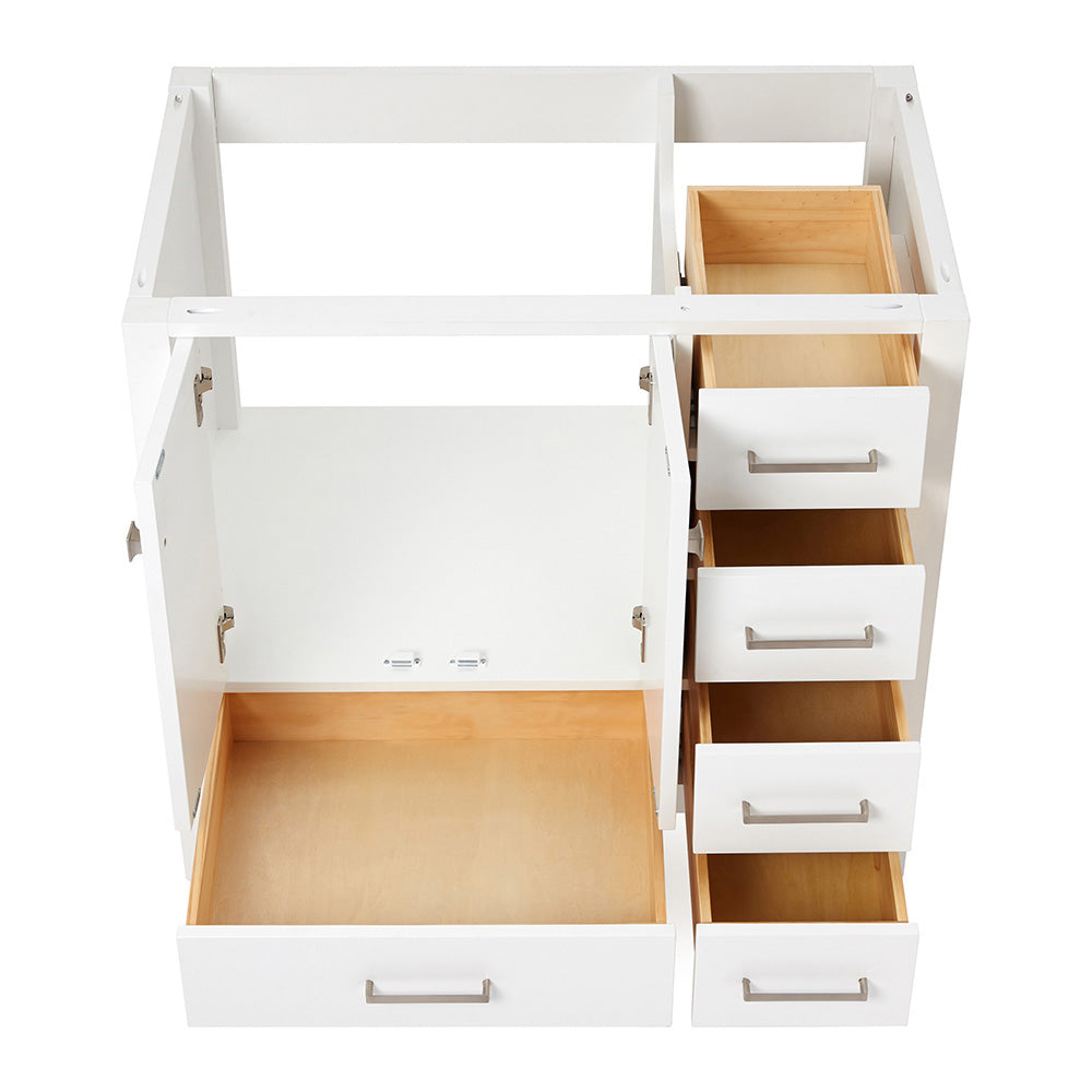 Beckford 36-inch White base cabinet on white back ground front view open door