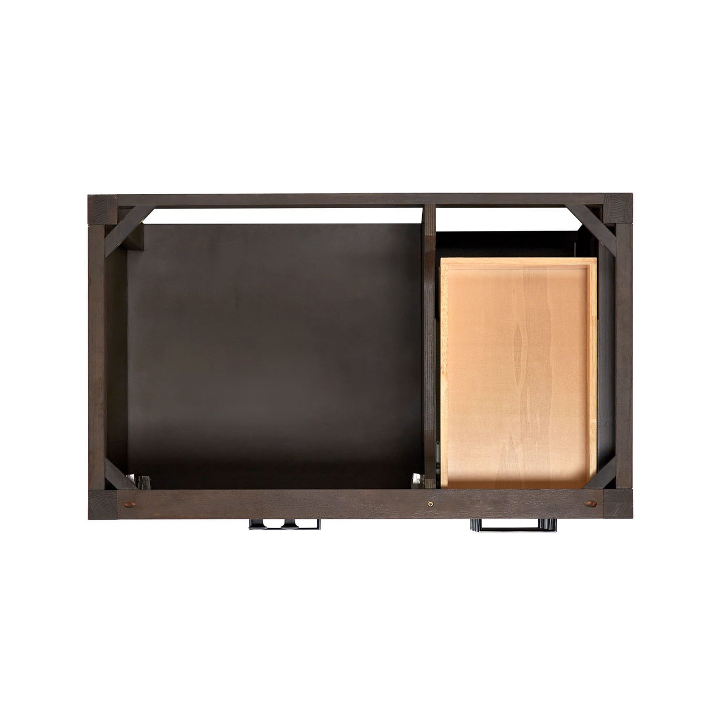 Beckford 36-Inch Brown Oak bathroom vanity on white background – product photo 7