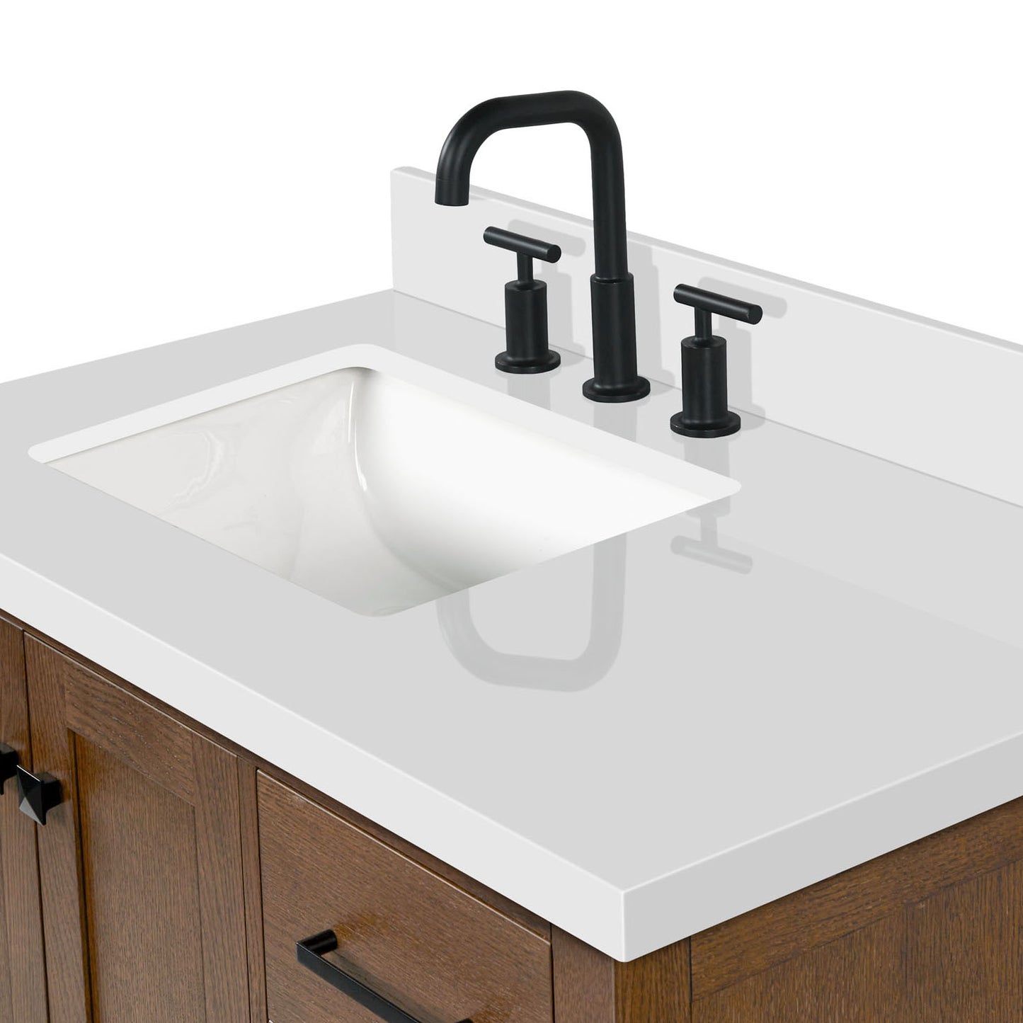 Beckford 36-Inch Brown Oak bathroom vanity on white background – product photo 11