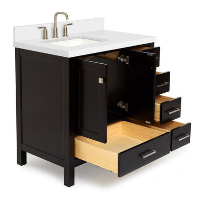 Beckford 36-Inch Espresso bathroom vanity on white background – product photo 1