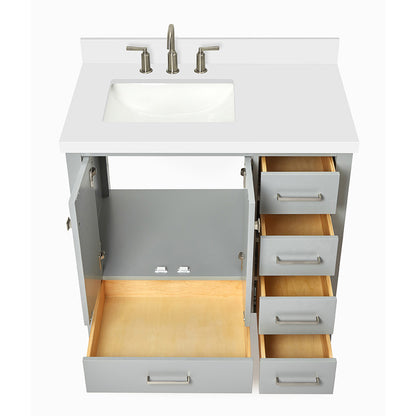 Beckford 36-Inch Grey bathroom vanity on white background – product photo 2