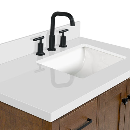 Beckford 36-Inch Brown Oak bathroom vanity on white background – product photo 11