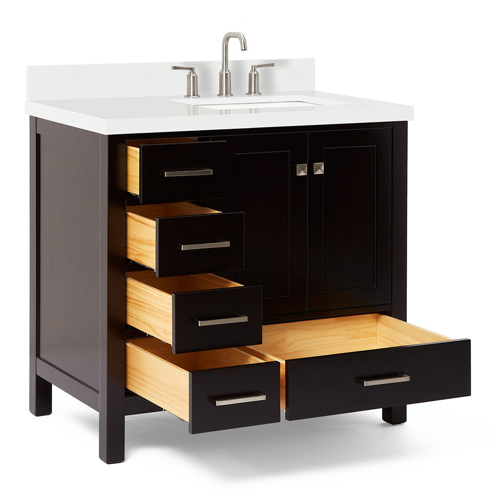 Beckford 36-Inch Espresso bathroom vanity on white background – product photo 1