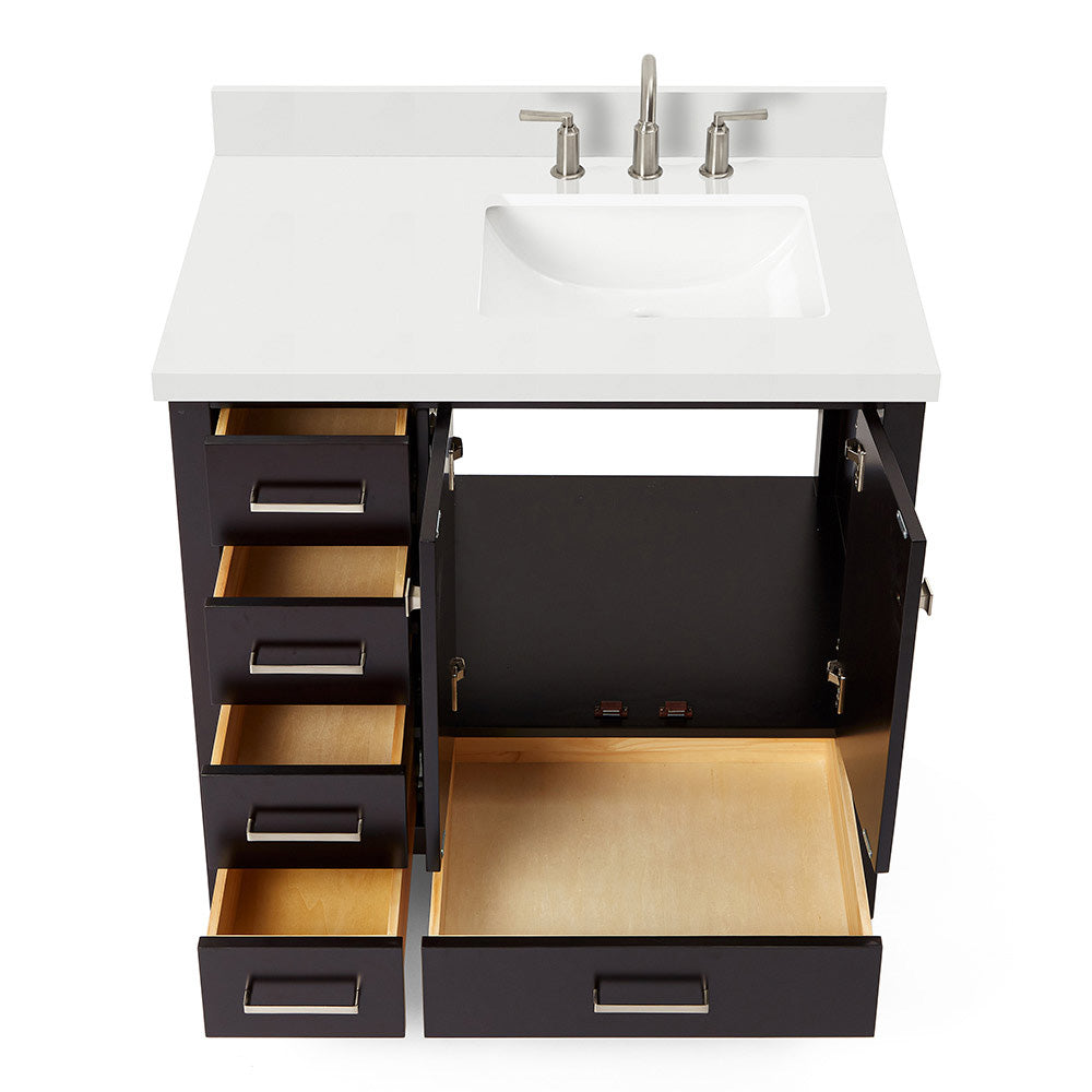 Beckford 36-Inch Espresso bathroom vanity on white background – product photo 2