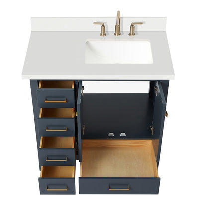 Beckford 36-Inch Midnight Blue bathroom vanity on white background – product photo 2