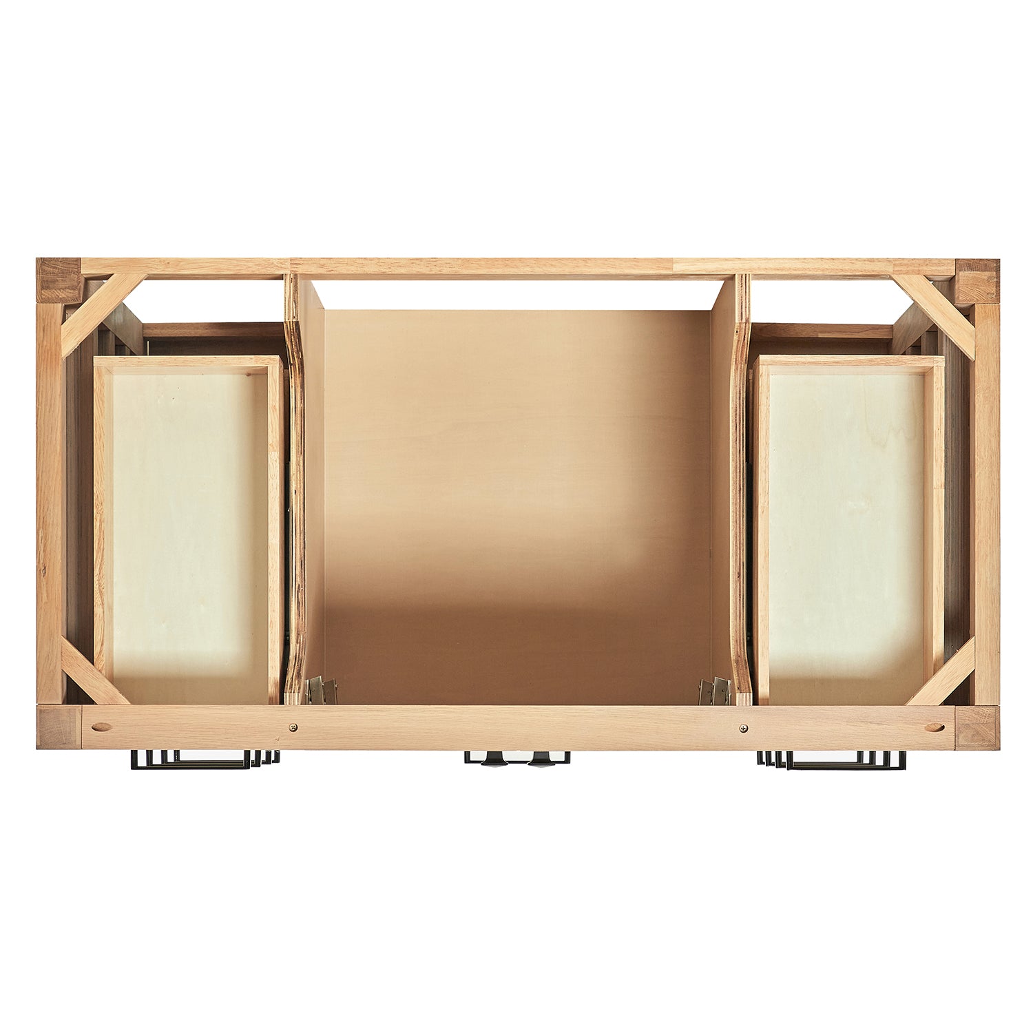 Beckford 42-inch Natural Oak base cabinet on white back ground front view open door