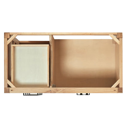 Beckford 42-inch Natural Oak base cabinet on white back ground front view open door