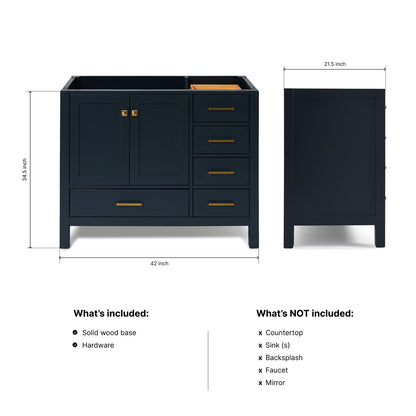 Beckford 42-inch Midnight Blue base cabinet on dimensions