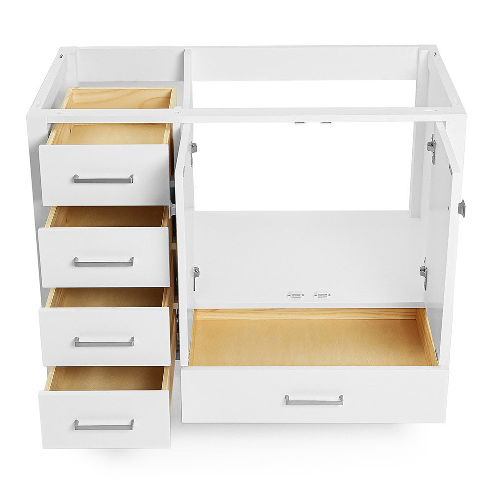 Beckford 42-inch White base cabinet on white back ground front view open door
