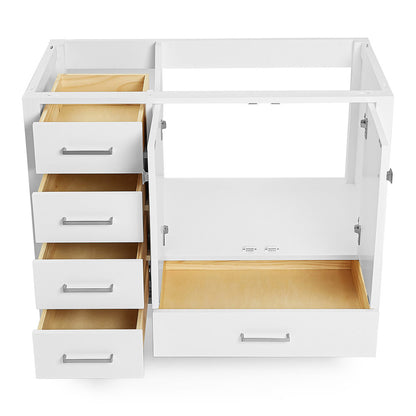 Beckford 42-inch White base cabinet on white back ground front view open door