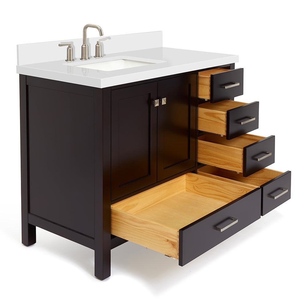 Beckford 42-Inch Espresso bathroom vanity on white background – product photo 1