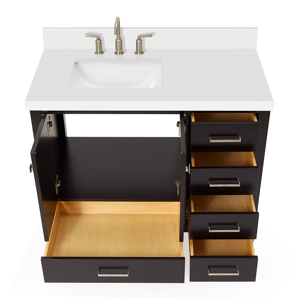Beckford 42-Inch Espresso bathroom vanity on white background – product photo 2