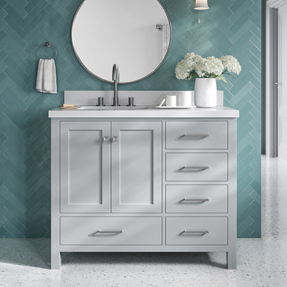 Beckford 42-Inch Grey bathroom vanity in styled bathroom setting