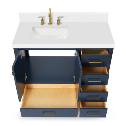 Beckford 42-Inch Midnight Blue bathroom vanity on white background – product photo 1