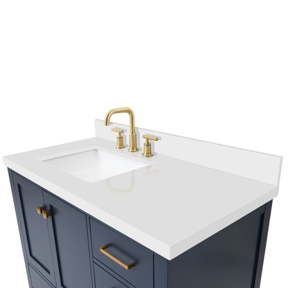 Beckford 42-Inch Midnight Blue bathroom vanity on white background – product photo 4