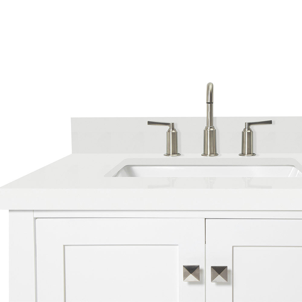 Beckford 42-Inch White bathroom vanity on white background – product photo 4