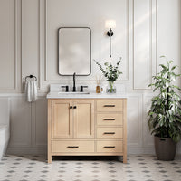 Beckford 42-Inch White Oak bathroom vanity in styled bathroom setting