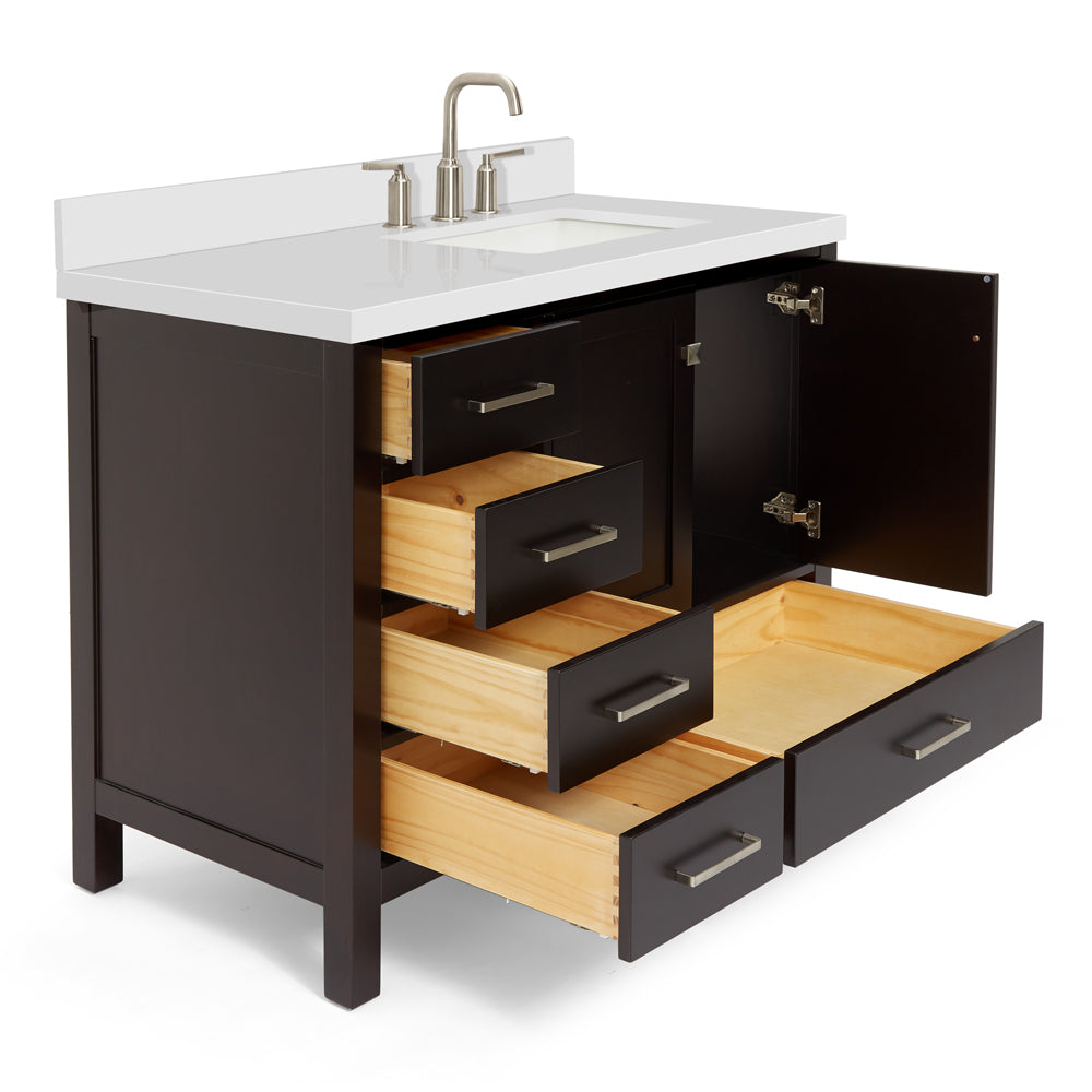 Beckford 42-Inch Espresso bathroom vanity on white background – product photo 1