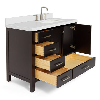 Beckford 42-Inch Espresso bathroom vanity on white background – product photo 1