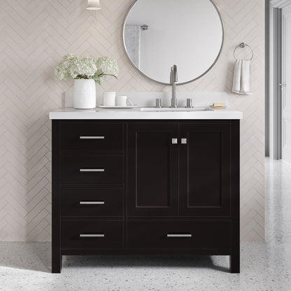 Beckford 42-Inch Espresso bathroom vanity in styled bathroom setting