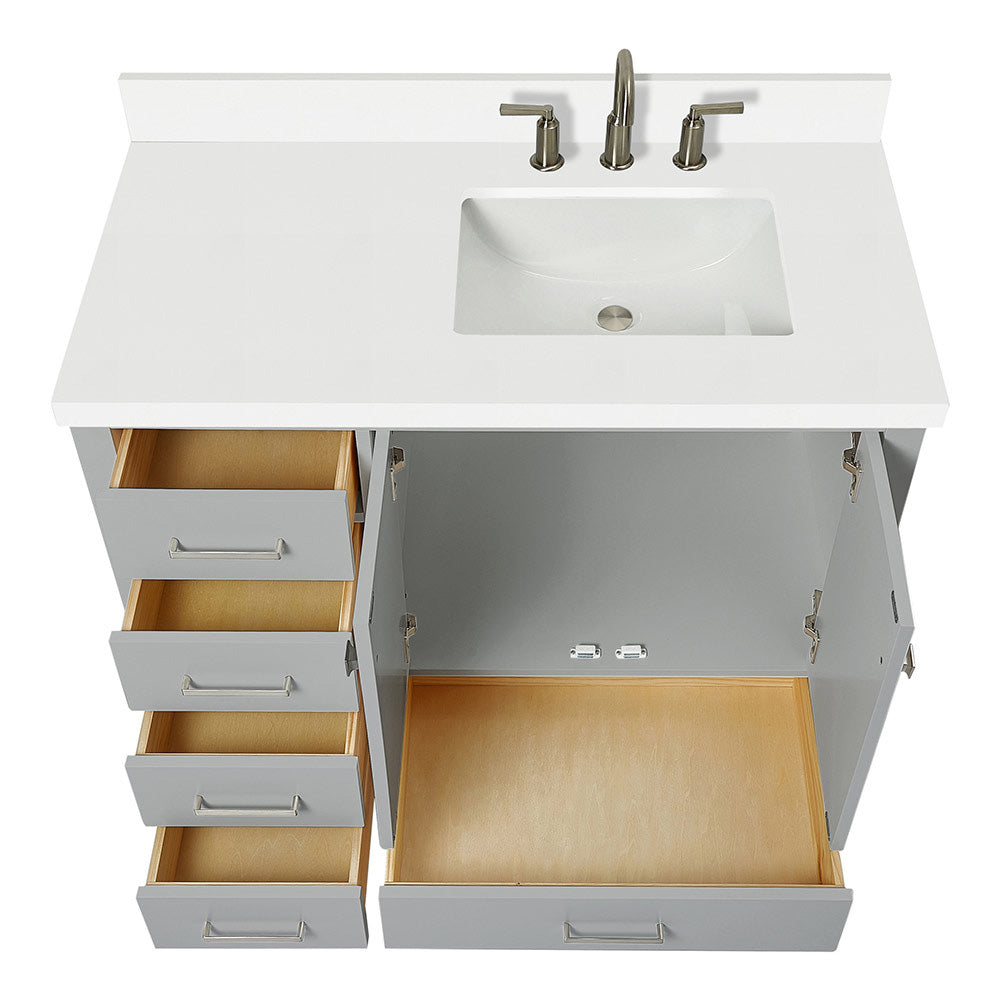 Beckford 42-Inch Grey bathroom vanity on white background – product photo 2