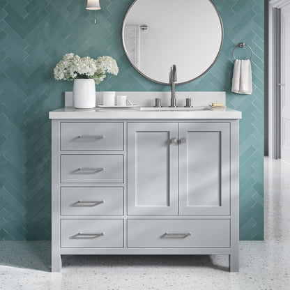 Beckford 42-Inch Grey bathroom vanity in styled bathroom setting