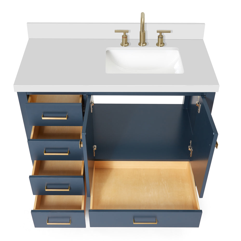 Beckford 42-Inch Midnight Blue bathroom vanity on white background – product photo 2