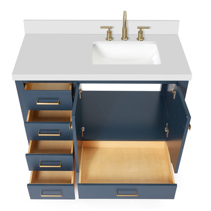 Beckford 42-Inch Midnight Blue bathroom vanity on white background – product photo 2