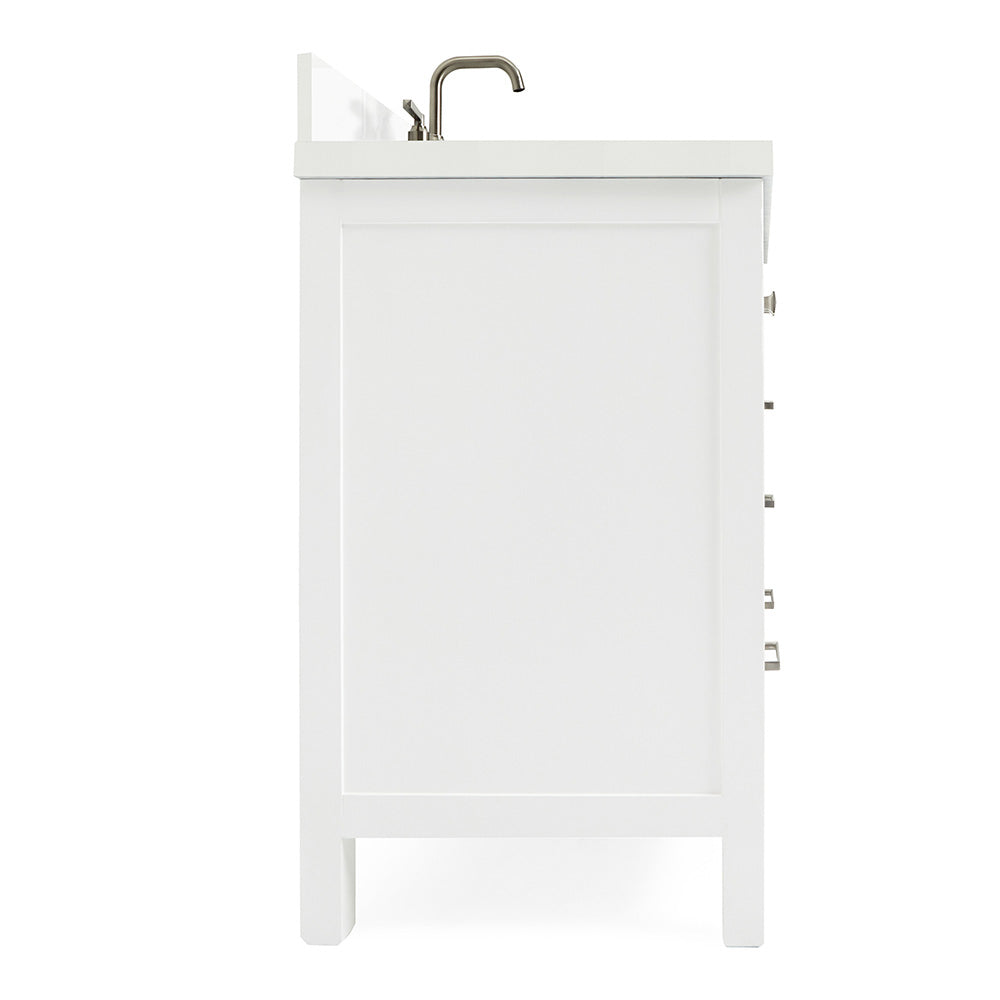 Beckford 42-Inch White bathroom vanity on white background – product photo 2