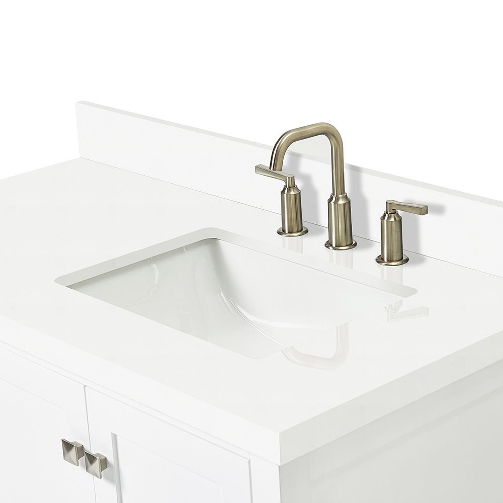 Beckford 42-Inch White bathroom vanity on white background – product photo 4