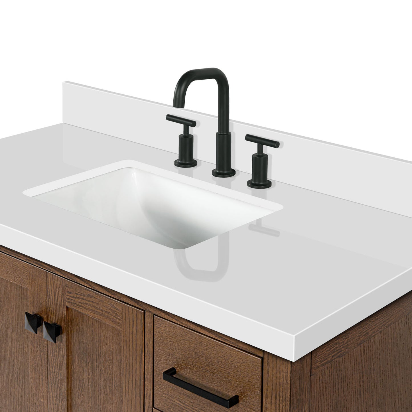Beckford 42-Inch Brown Oak bathroom vanity on white background – product photo 11