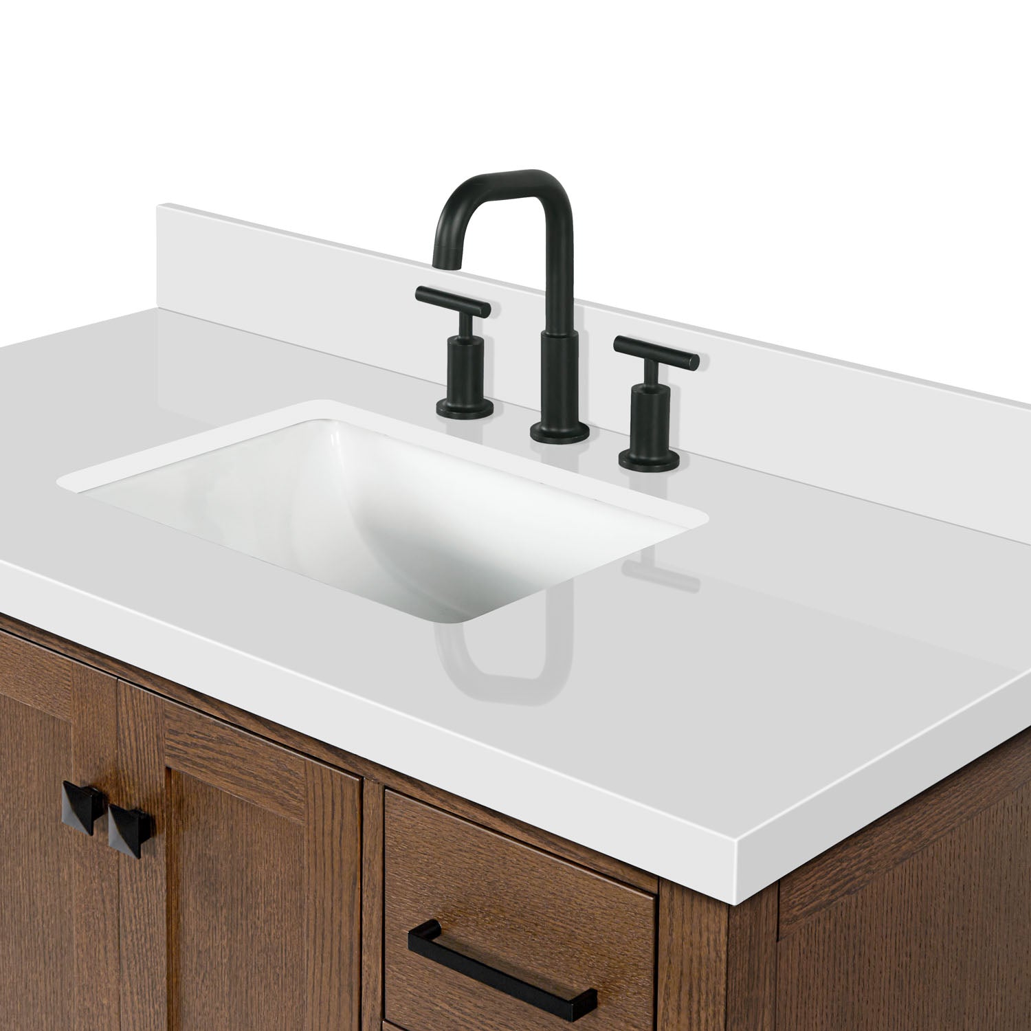 Beckford 42-Inch Brown Oak bathroom vanity on white background – product photo 11