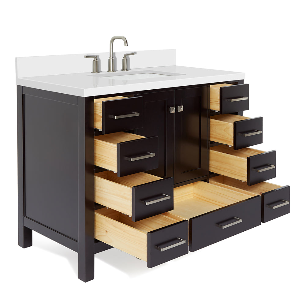 Beckford 42-Inch Espresso bathroom vanity on white background – product photo 1