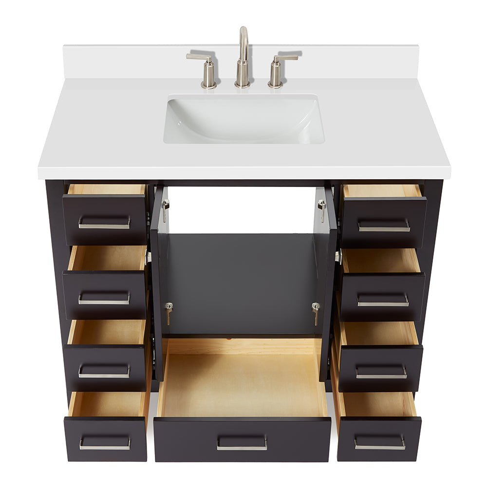 Beckford 42-Inch Espresso bathroom vanity on white background – product photo 2
