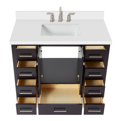 Beckford 42-Inch Espresso bathroom vanity on white background – product photo 2