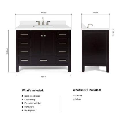 Beckford 42-Inch Espresso bathroom vanity dimensions