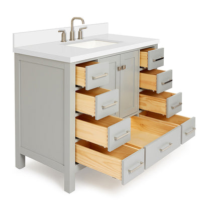 Beckford 42-Inch Grey bathroom vanity on white background – product photo 1