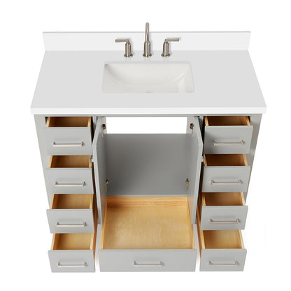 Beckford 42-Inch Grey bathroom vanity on white background – product photo 2