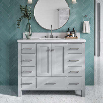 Beckford 42-Inch Grey bathroom vanity in styled bathroom setting
