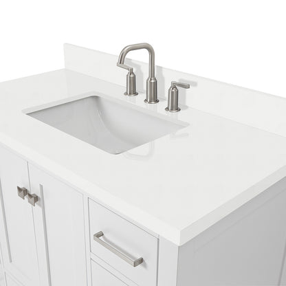 Beckford 42-Inch White bathroom vanity on white background – product photo 4