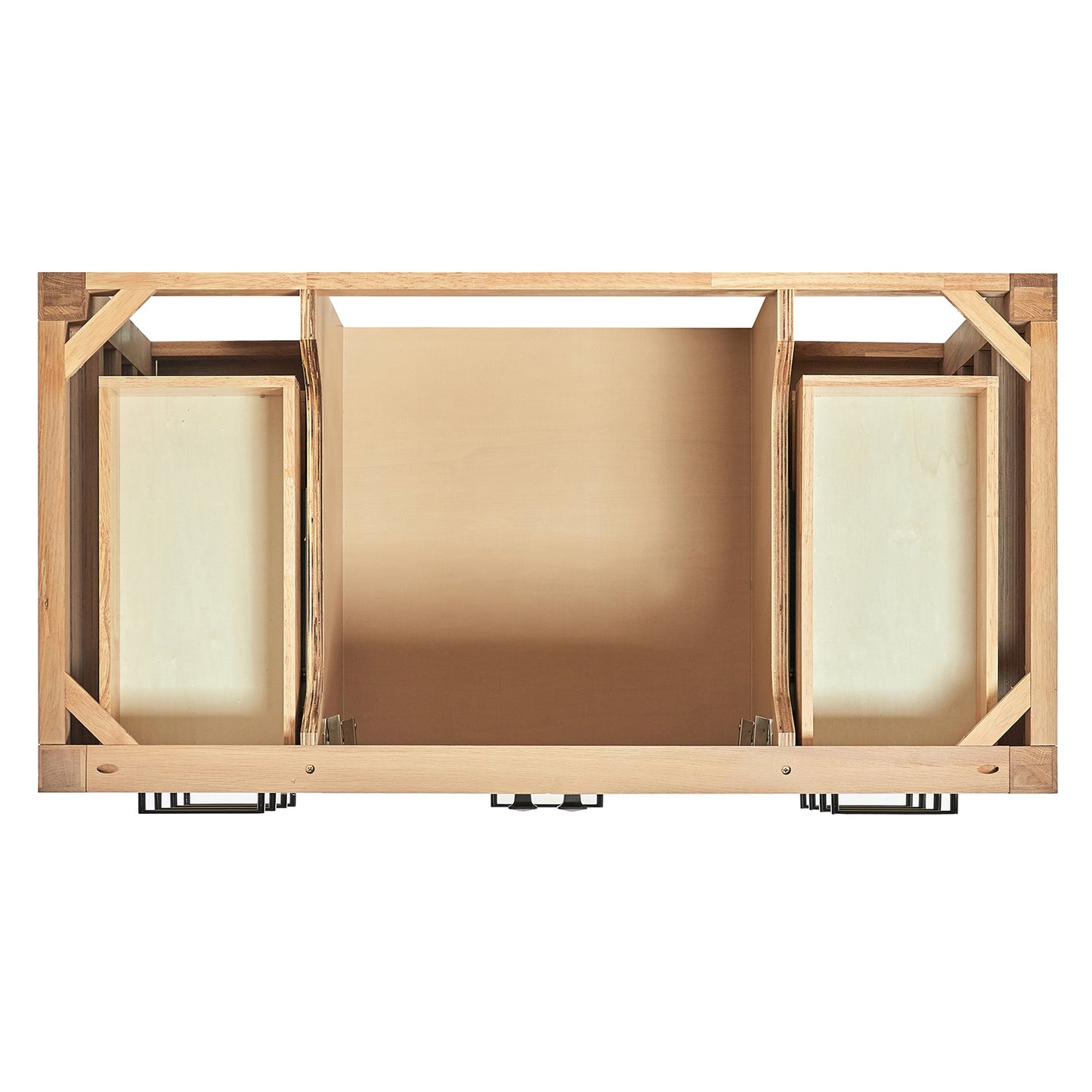 Beckford 48-inch Natural Oak base cabinet on white back ground front view open door