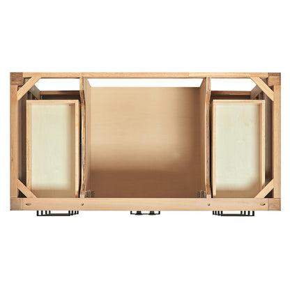 Beckford 48-inch Natural Oak base cabinet on white back ground front view open door
