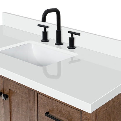 Beckford 48-Inch Brown Oak bathroom vanity on white background – product photo 11