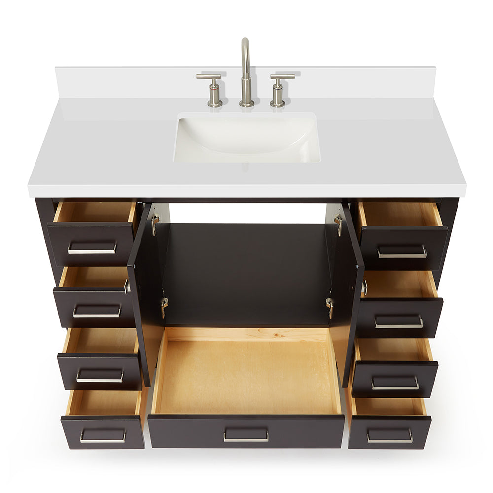Beckford 48-Inch Espresso bathroom vanity on white background – product photo 2
