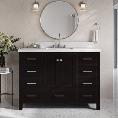 Beckford 48-Inch Espresso bathroom vanity in styled bathroom setting