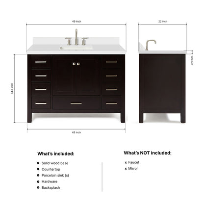 Beckford 48-Inch Espresso bathroom vanity dimensions