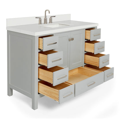Beckford 48-Inch Grey bathroom vanity on white background – product photo 1